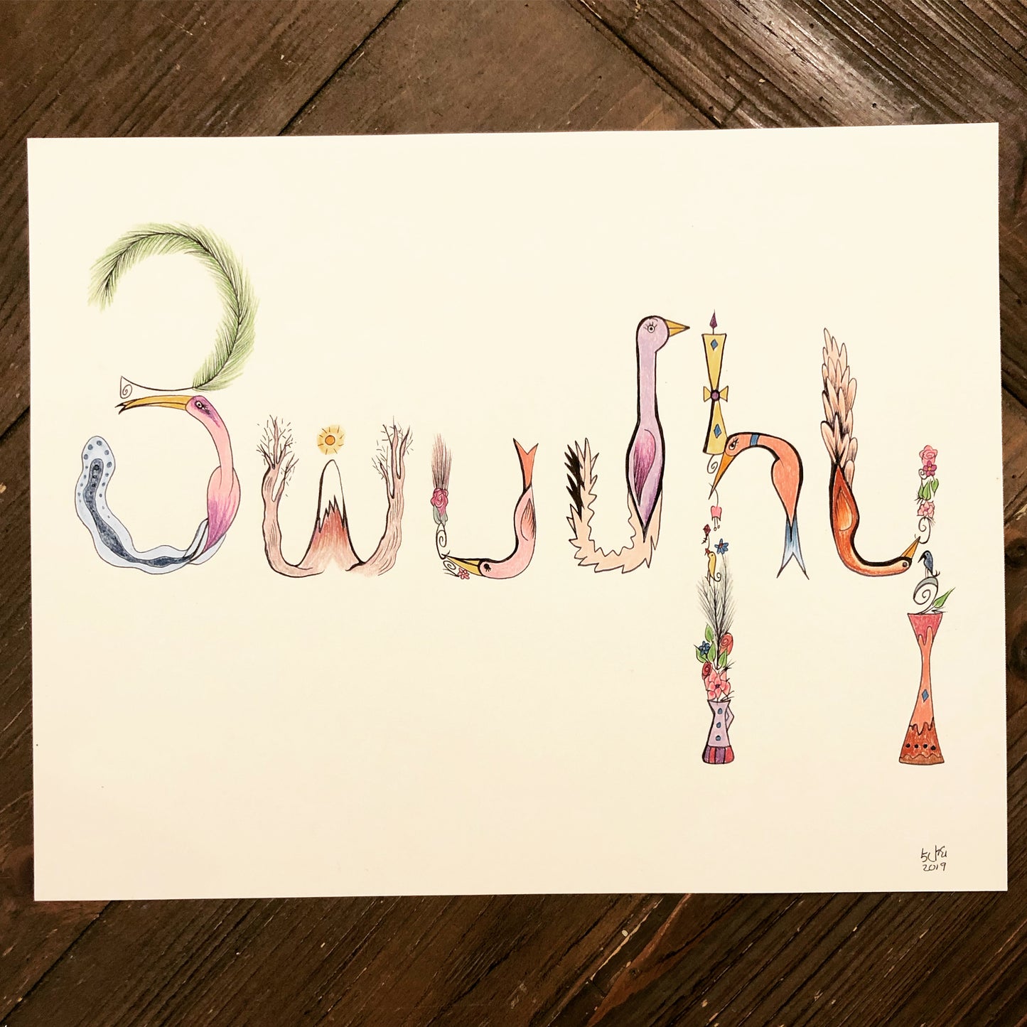 Drawing- Bird lettering names