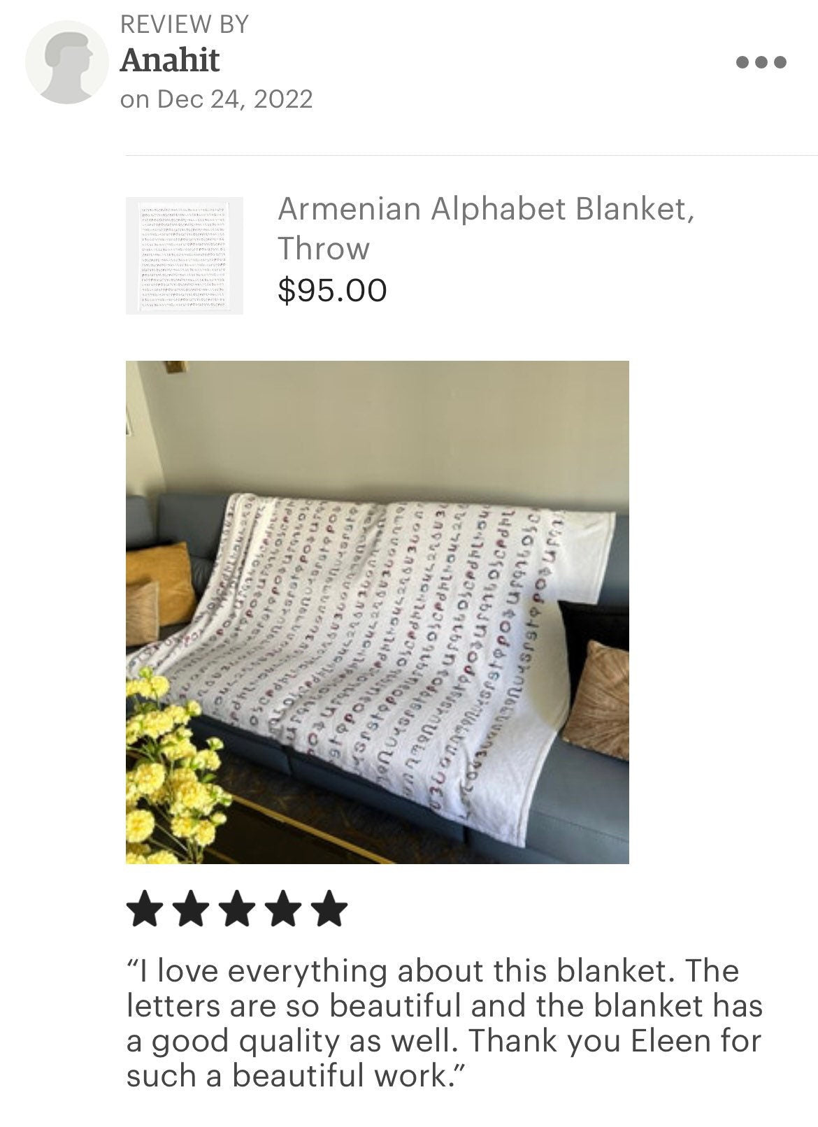 Armenian Alphabet Blanket, Throw