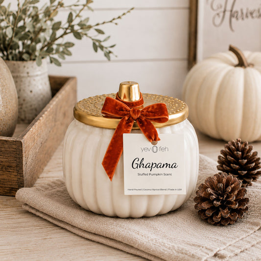 Ivory Harvest Ceramic Ghapama Pumpkin Candle
