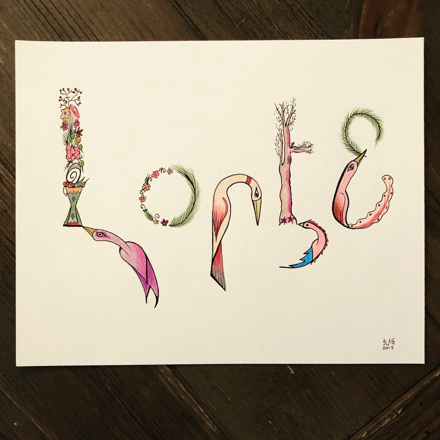Drawing- Bird lettering names