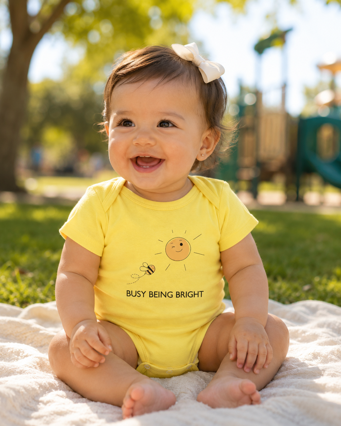 Cotton Baby Onesie: Sunny + Bee
