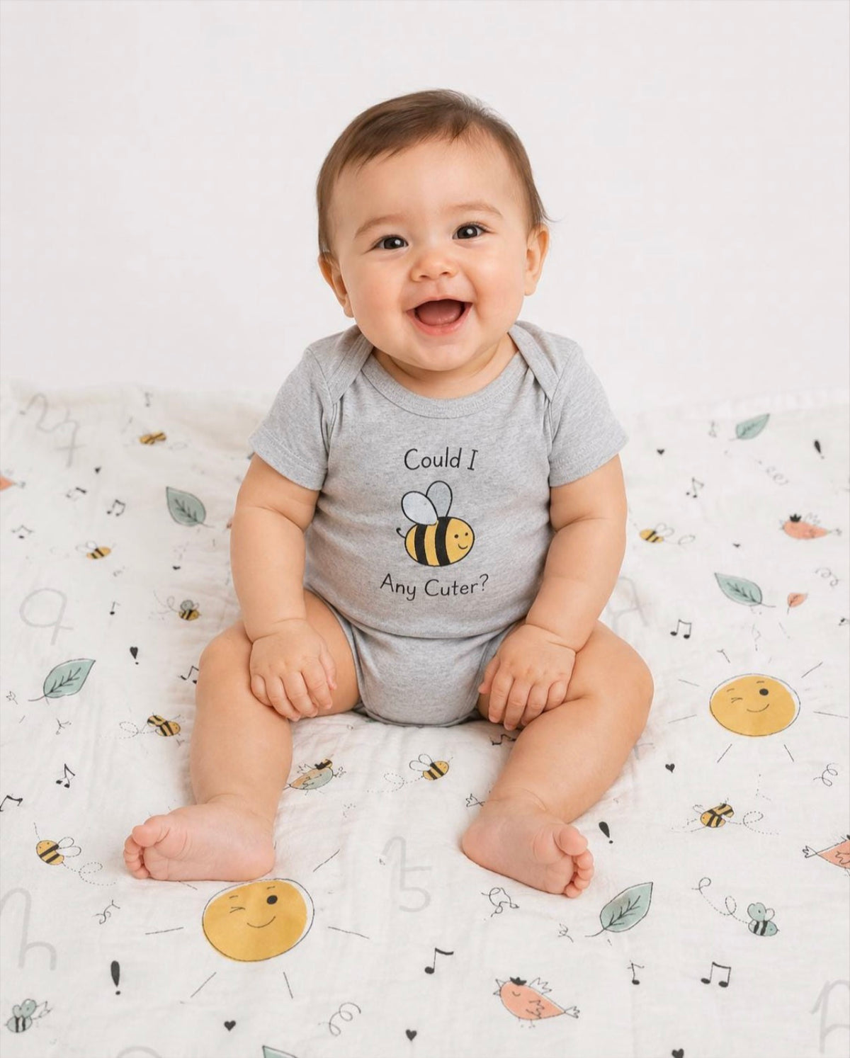 Cotton Baby Onesie: Sunny + Bee